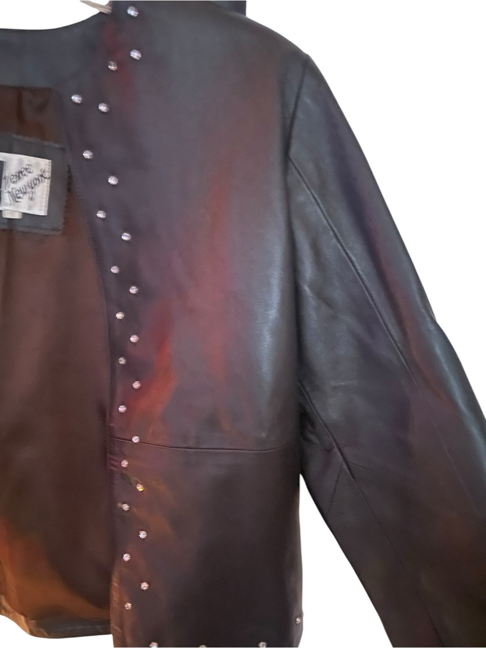 Venee New York Vintage Studded Leather Jacket - Size Medium - Moto Chic - Picture 8 of 11